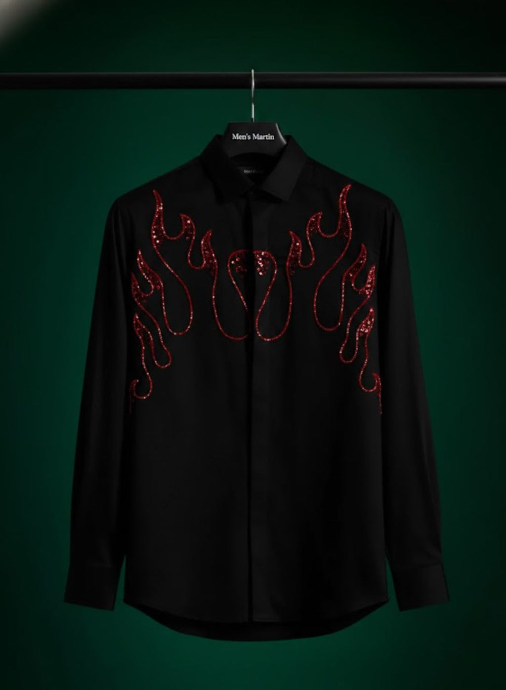 Black Designer Hand Embroidered Shirt Club Wear