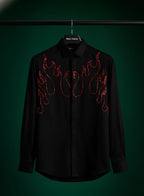 Black Designer Hand Embroidered Shirt Club Wear