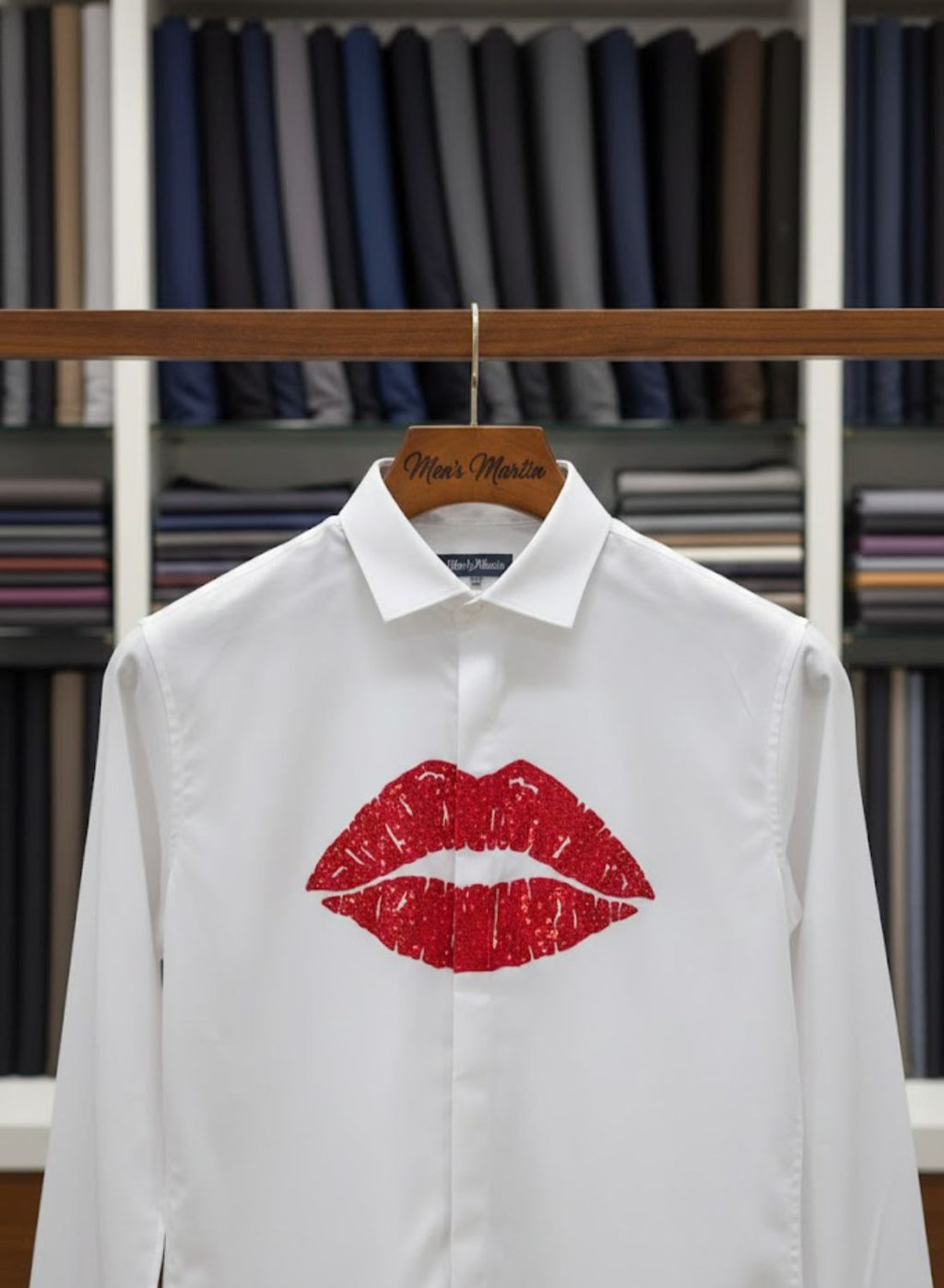 Lips Hand Embroidered Club Wear Shirt