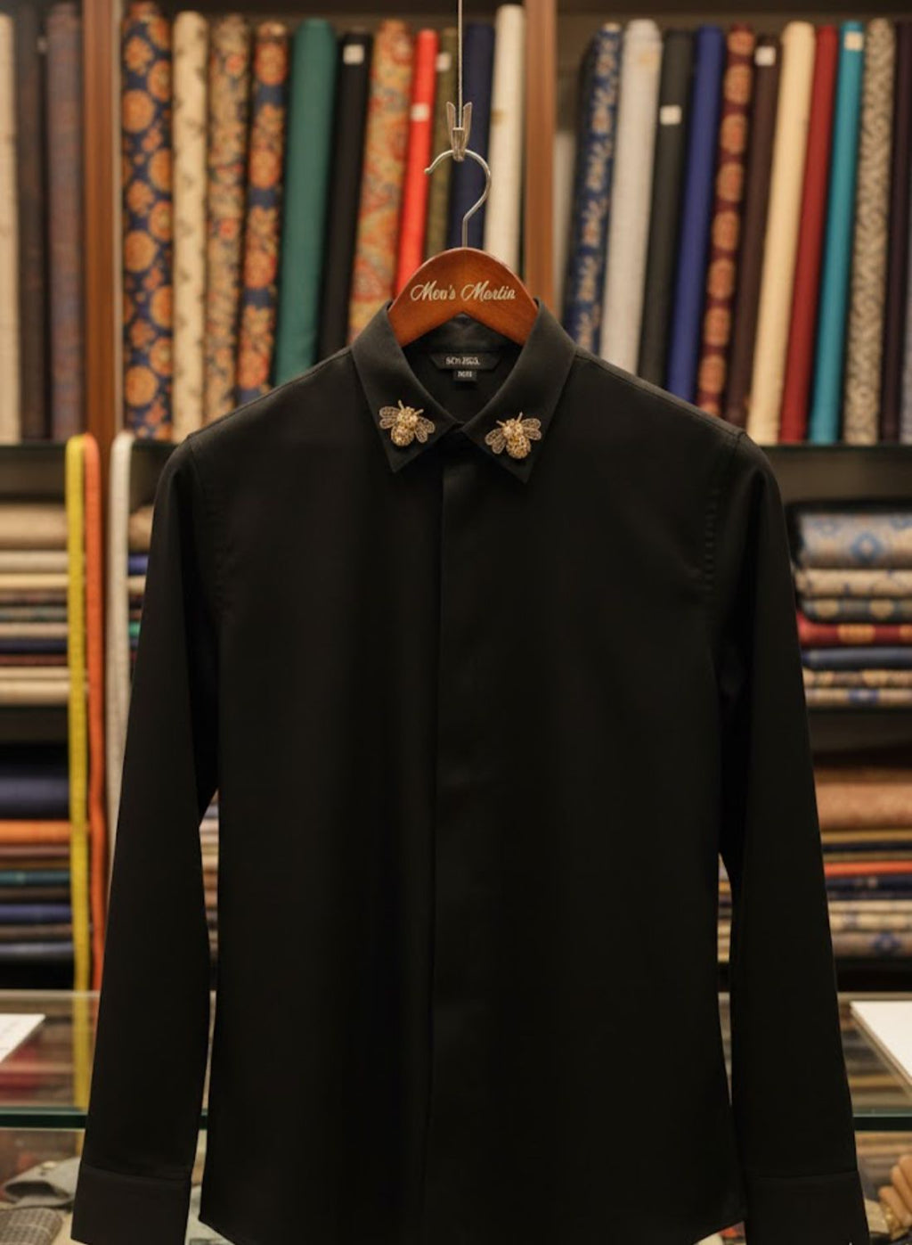 Black Designer Hand Embroidered Shirt Club Wear