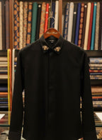 Black Designer Hand Embroidered Shirt Club Wear