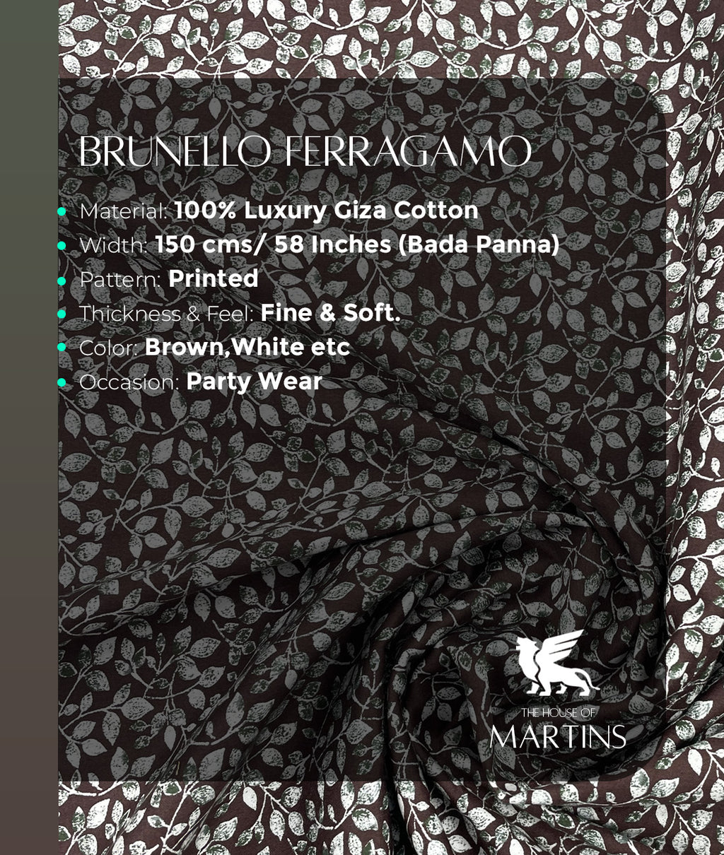 Floral Print Giza Cotton Fabric for Men's Shirt