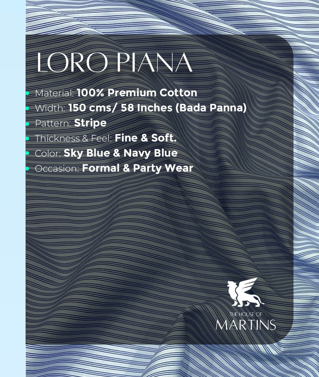 Loro Piana Blue Stripe Trending Fabric Men's Shirt